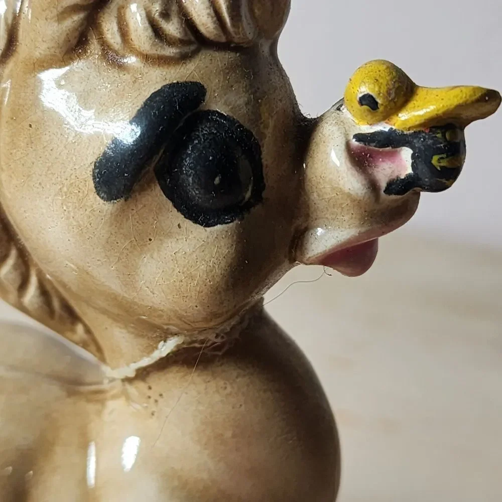 Cute VTG Pair Of Ceramic Donkey Figurines One With Bee (Repaired) KEYSTONE Japan